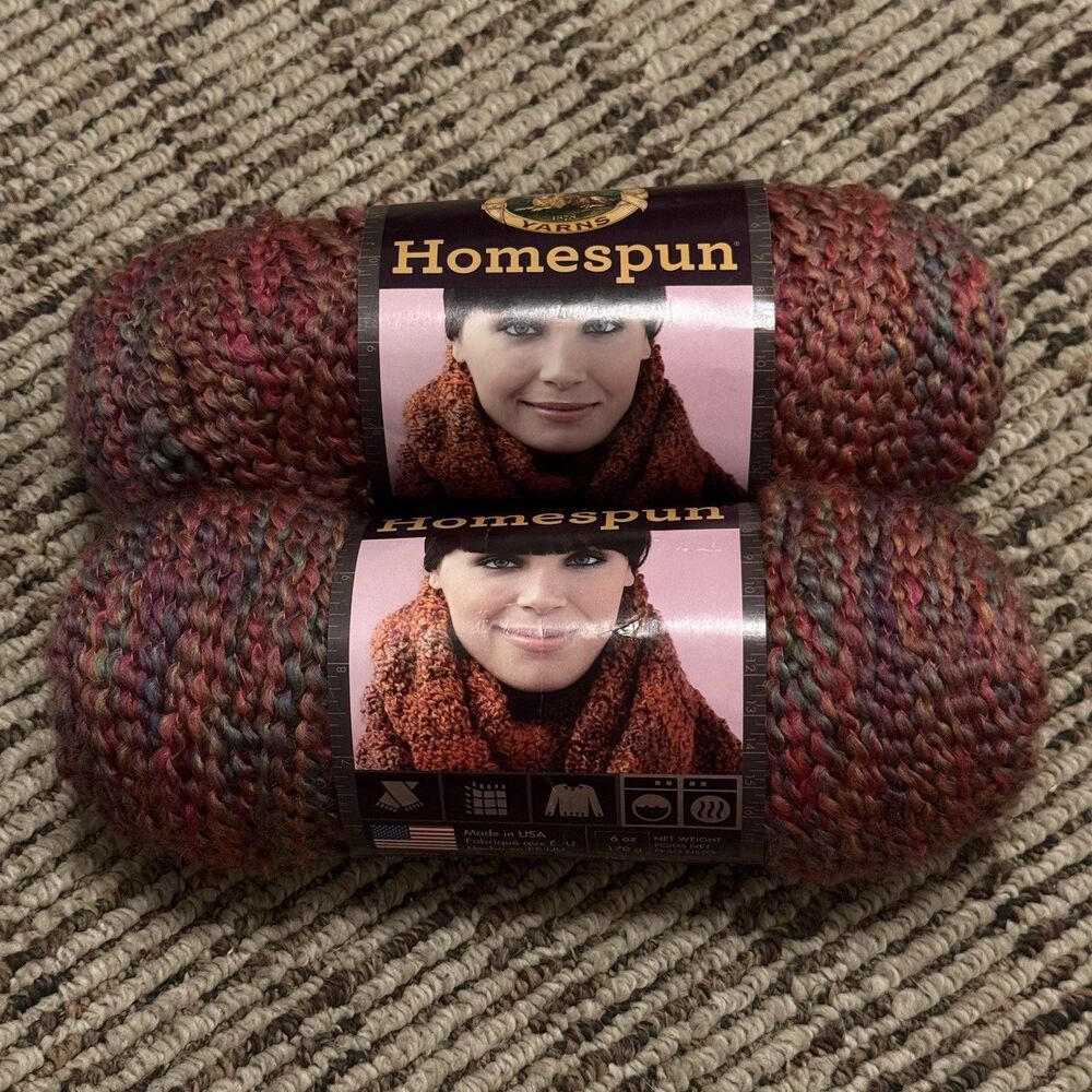 Lion Brand Homespun Yarn 2 Skeins # 422 Wisteria Bulky Acrylic 6oz New
